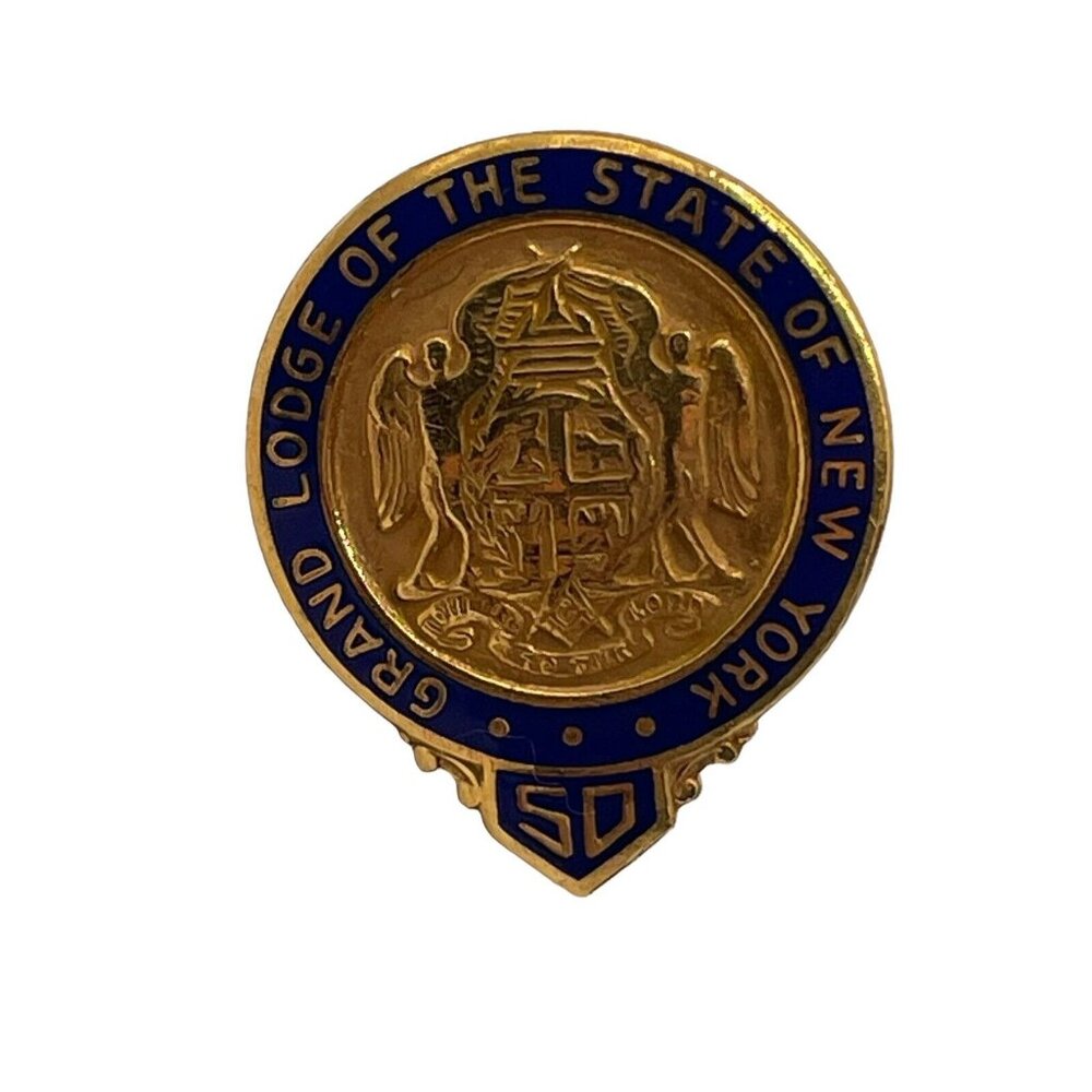 Vintage Masonic Grand Lodge Of The State Of New York‎ 50 Year Lapel Pin 1/20 10k